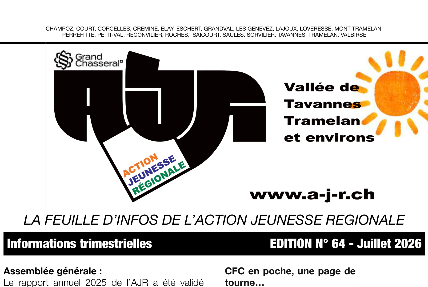 Couverture de la feuille d'infos N°64 de l'AJR (juillet 2026)